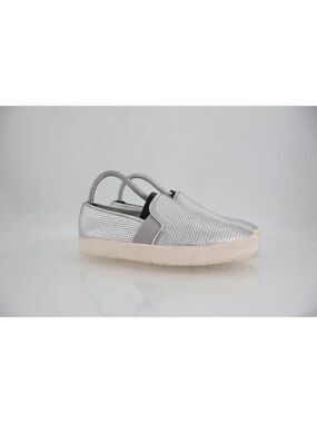 Vince Women Blair Slip On Shoes Sneakers Silver Metallic Leather Size 8 Loafer